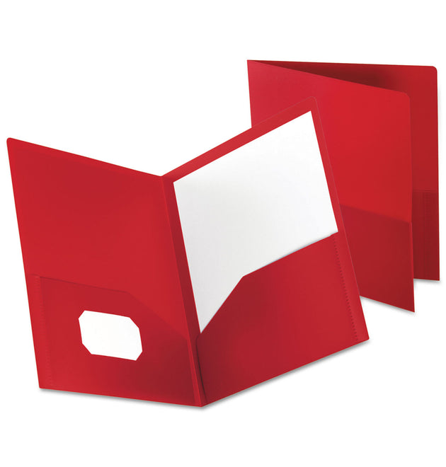 Poly Twin-Pocket Folder, 100-Sheet Capacity, 11 x 8.5, Opaque Red