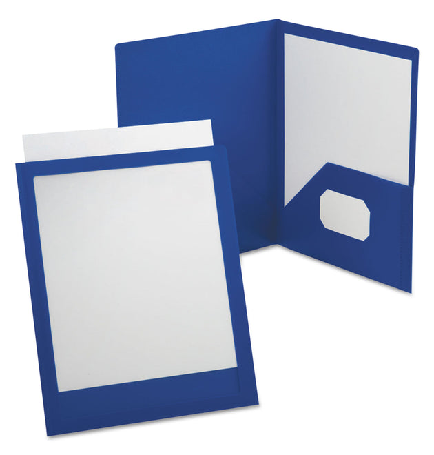 ViewFolio Polypropylene Portfolio, 100-Sheet Capacity, 11 x 8.5, Clear/Blue