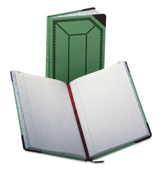 Account Record Book, Record-Style Rule, Green/Black/Red Cover, 12.13 x 7.44 Sheets, 300 Sheets/Book