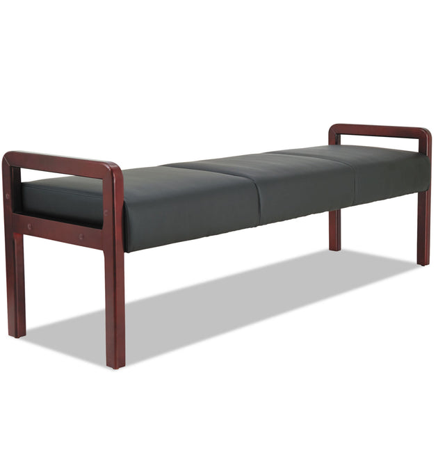 Alera Reception Lounge WL Series Bench, Three-Seater, 65.75w x 22.25d x 22.88h, Black/Mahogany