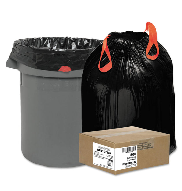 Heavy-Duty Bags, 30gal, 1.2mil, 30 1/2 x 33, Black, 200/Box