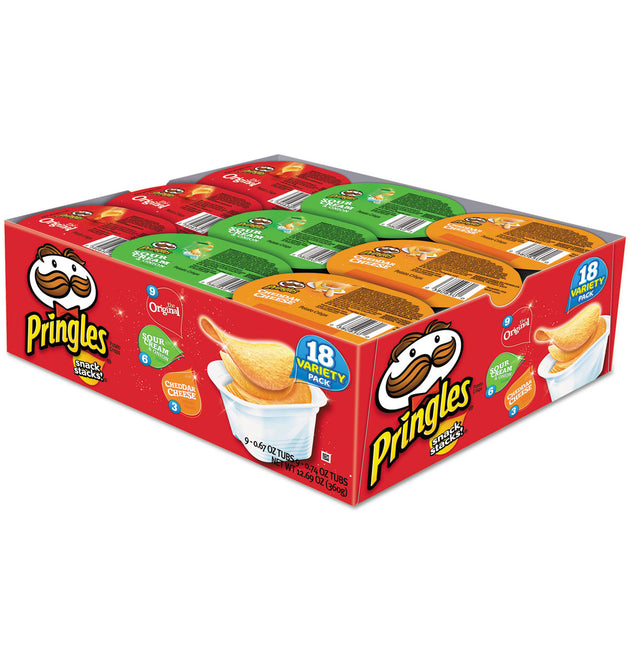 Potato Chips, Variety Pack, 0.74 oz Canister, 18/Box