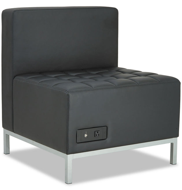 Alera QUB Series Powered Armless L Sectional, 26.38w x 26.38d x 30.5h, Black