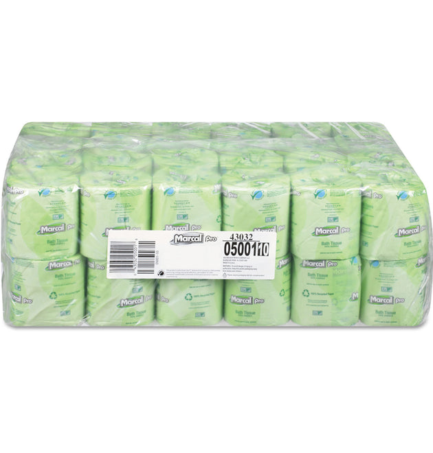 100% Recycled 2-Ply Bath Tissue, Septic Safe, 2-Ply, White, 500 Sheets/Roll, 48 Rolls/Carton