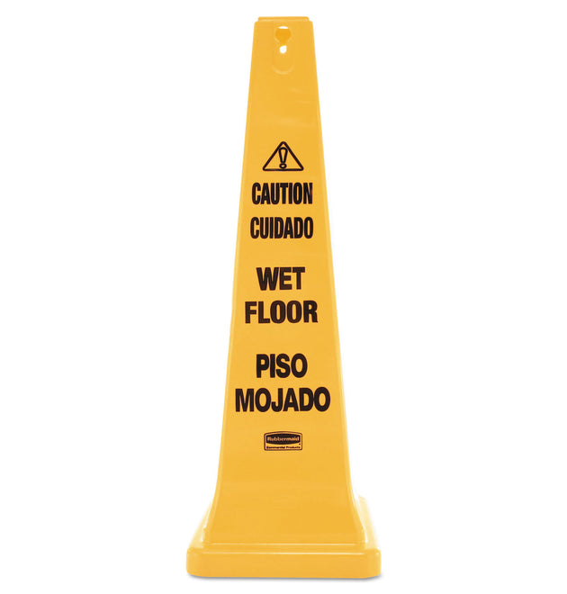 Multilingual Wet Floor Safety Cone, 12.25 x 12.25 x 36