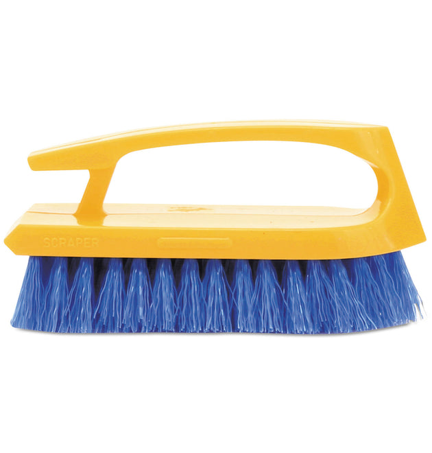 Iron-Shaped Handle Scrub Brush, Blue Polypropylene Bristles, 6