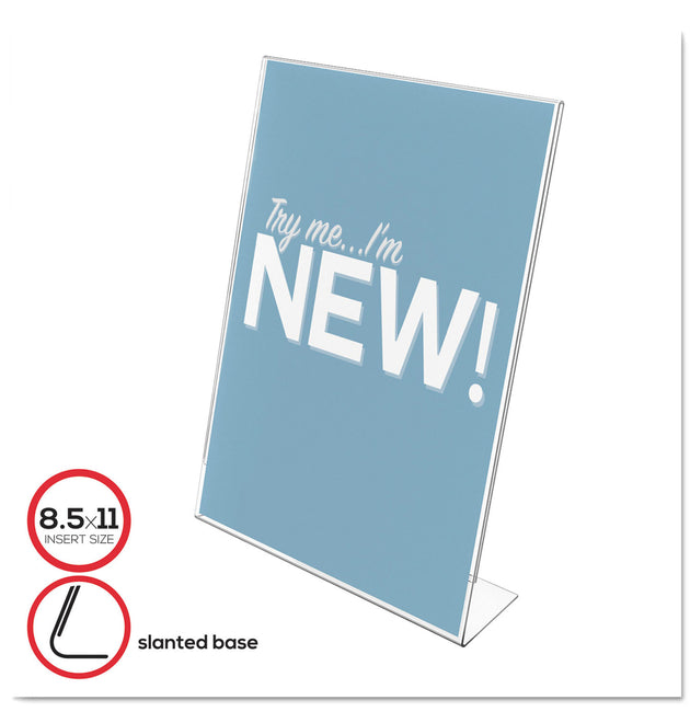 Classic Image Slanted Sign Holder, Portrait, 8.5 x 11 Insert, Clear