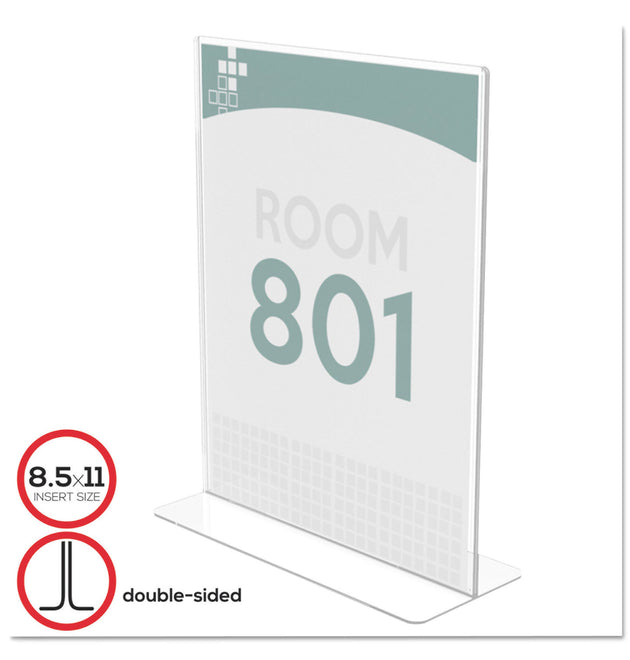 Superior Image Double Sided Sign Holder, 8.5 x 11 Insert, Clear