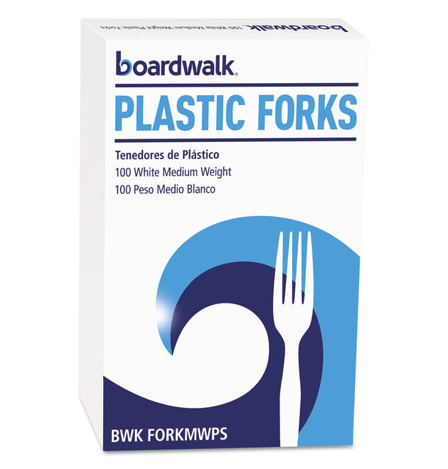 Mediumweight Polystyrene Cutlery, Fork, White, 100/Box