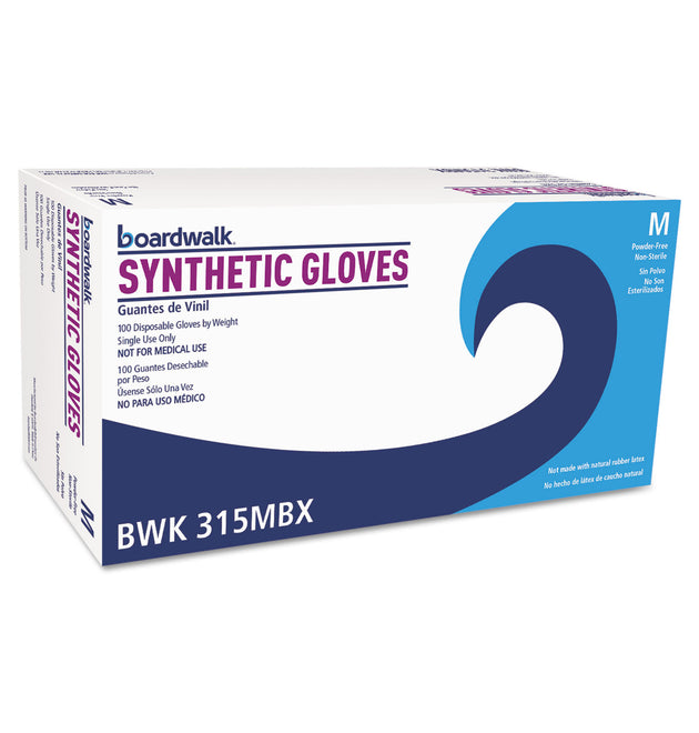 Powder-Free Synthetic Vinyl Gloves, Medium, Beige, 4 mil, 100/Box