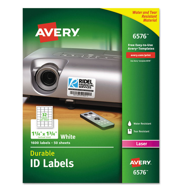 Durable Permanent ID Labels with TrueBlock Technology, Laser Printers, 1.25 x 1.75, White, 32/Sheet, 50 Sheets/Pack