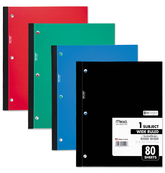 Wireless Neatbook Notebook, 1-Subject, Wide/Legal Rule, Randomly Assorted Cover Color, (80) 10.5 x 8 Sheets