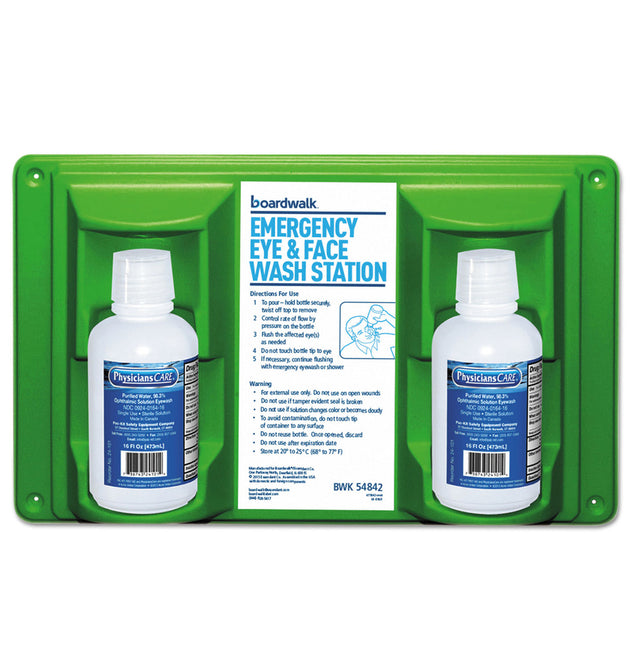 Emergency Eyewash Station, 16 oz Bottle, 2 Bottles/Station