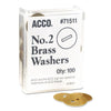 #2 Washers for Two-Prong Fasteners, 1.25" Diameter, Brass, 100/Box