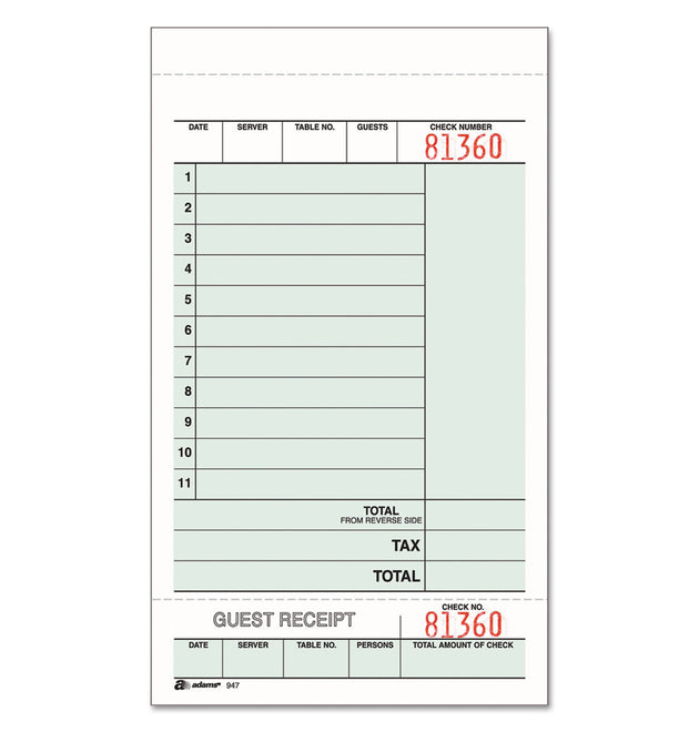 Guest Check Unit Set, Two-Part Carbonless, 6.75 x 4.25, 50 Forms/Pad, 5 Pads/Pack