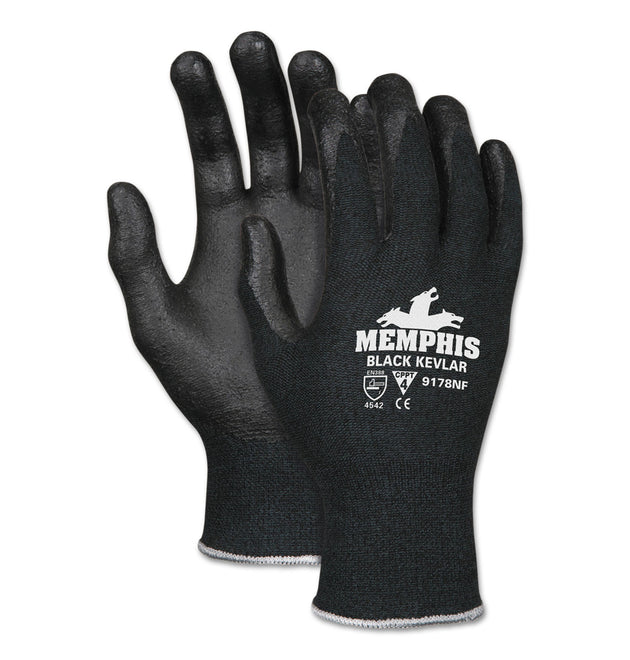 Kevlar Gloves 9178NF, Kevlar/Nitrile Foam, Black, Large