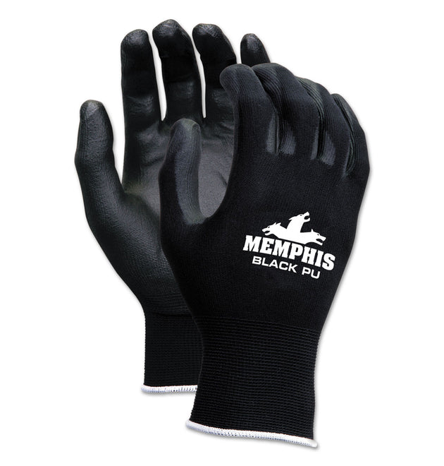 Economy PU Coated Work Gloves, Black, X-Large, Dozen