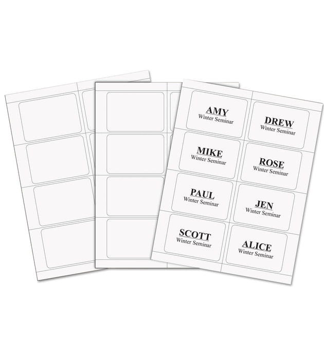 Laser Printer Name Badges, 3 3/8 x 2 1/3, White, 200/Box