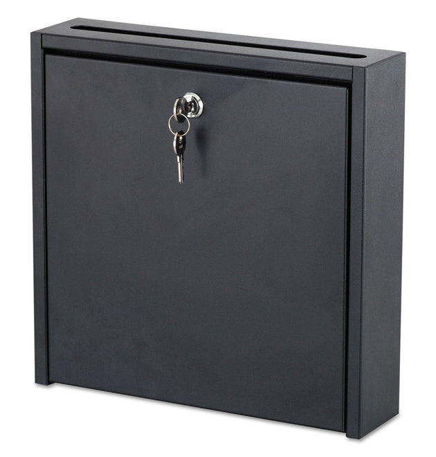 Wall-Mountable Interoffice Mailbox, 12 x 3 x 12, Black