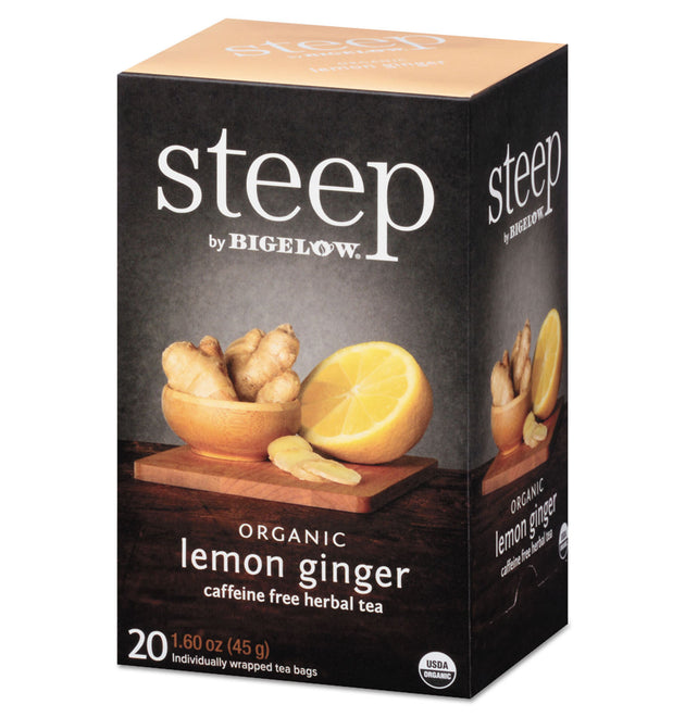 steep Tea, Lemon Ginger, 1.6 oz Tea Bag, 20/Box