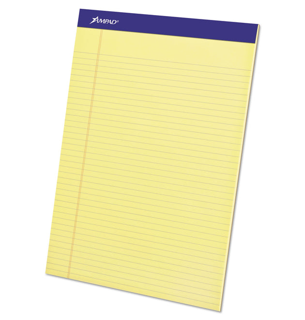 Perforated Writing Pads, Narrow Rule, 50 Canary-Yellow 8.5 x 11.75 Sheets, Dozen