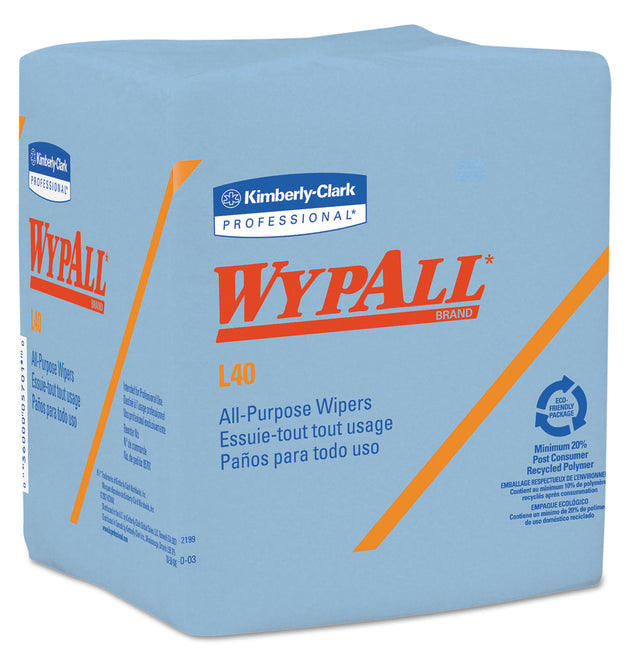 L40 Wiper, 1/4 Fold, Blue, 12.5 x 12, 56/Box, 12 Boxes/Carton