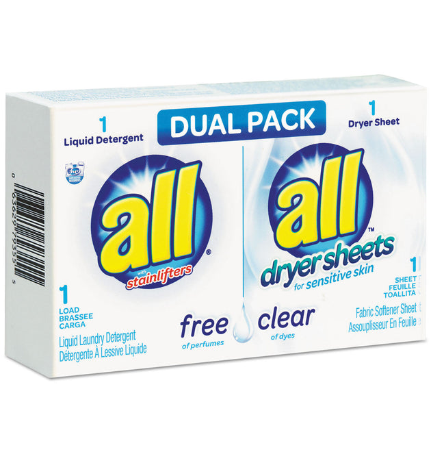 Free Clear HE Liquid Laundry Detergent/Dryer Sheet Dual Vend Pack, 100/Ctn