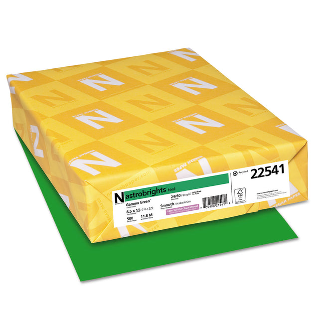 Color Paper, 24 lb Bond Weight, 8.5 x 11, Gamma Green, 500 Sheets/Ream