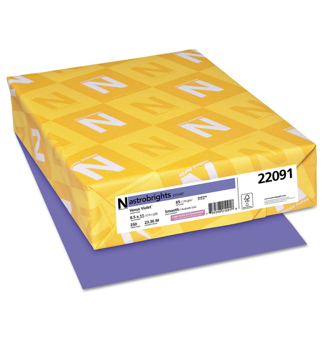 Color Cardstock, 65 lb Cover Weight, 8.5 x 11, Venus Violet, 250/Pack