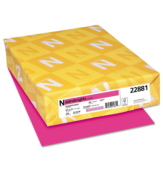 Color Cardstock, 65 lb Cover Weight, 8.5 x 11, Fireball Fuchsia, 250/Pack