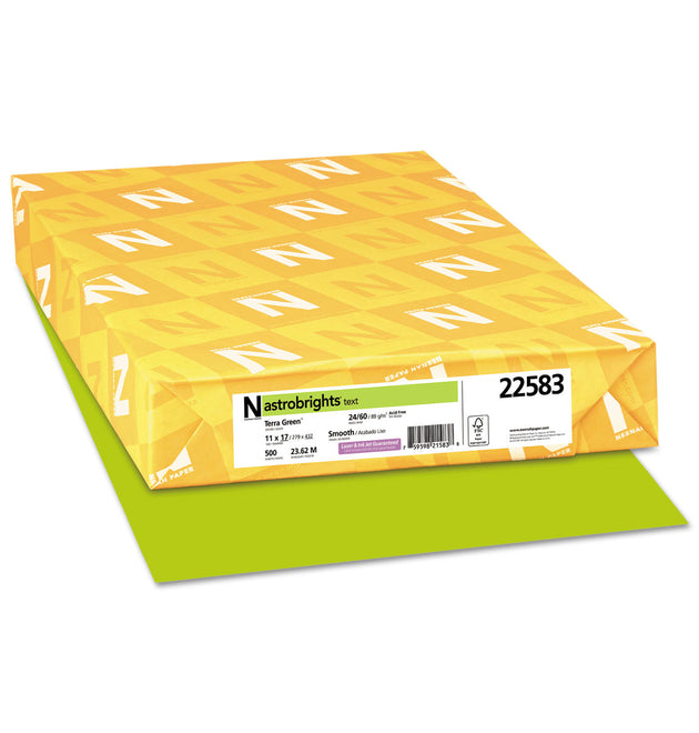 Color Paper, 24 lb Bond Weight, 11 x 17, Terra Green, 500/Ream