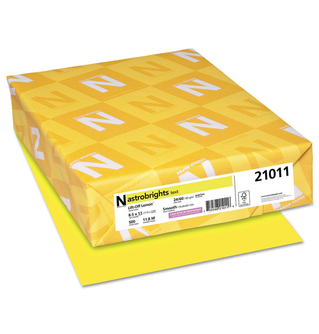 Color Paper, 24 lb Bond Weight, 8.5 x 11, Lift-Off Lemon, 500/Ream