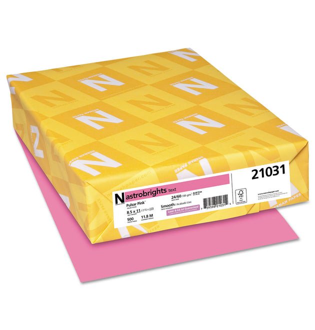 Color Paper, 24 lb Bond Weight, 8.5 x 11, Pulsar Pink, 500/Ream