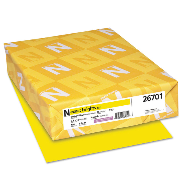 Exact Brights Paper, 20 lb Bond Weight, 8.5 x 11, Bright Yellow, 500/Ream