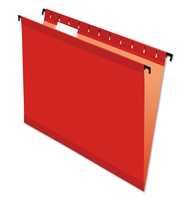 SureHook Hanging Folders, Letter Size, 1/5-Cut Tabs, Red, 20/Box