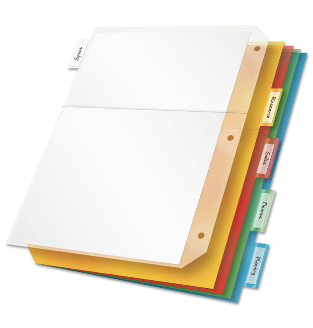 Poly Ring Binder Pockets, 8.5 x 11, Letter, Assorted Colors, 5/Pack