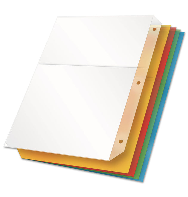 Poly Ring Binder Pockets, 8.5 x 11, Assorted Colors, 5/Pack