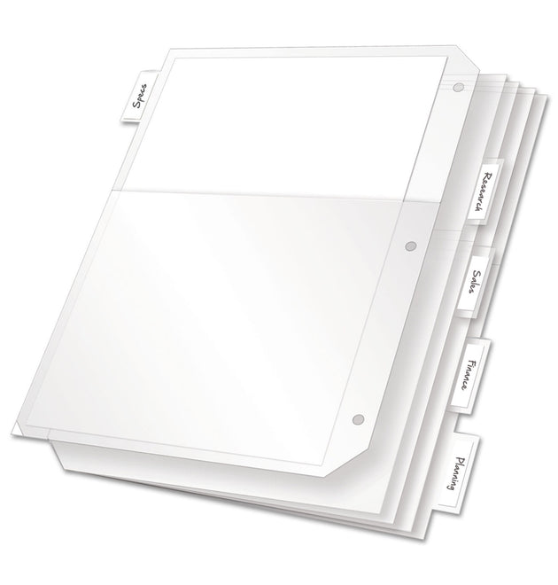 Poly Ring Binder Pockets, 8.5 x 11, Clear, 5/Pack