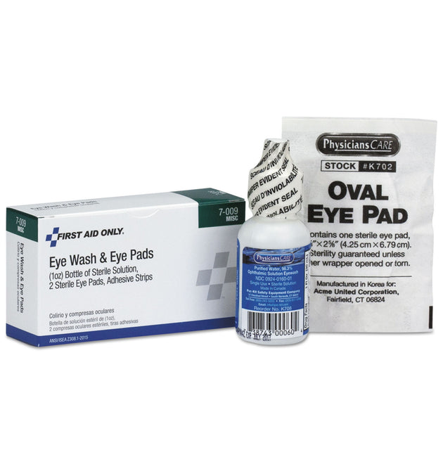 Eyewash Set w/Eyepads and Adhesive Strips, 4 Pieces