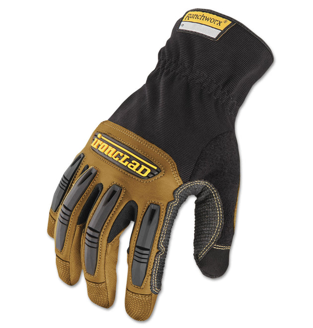 Ranchworx Leather Gloves, Black/Tan, Medium