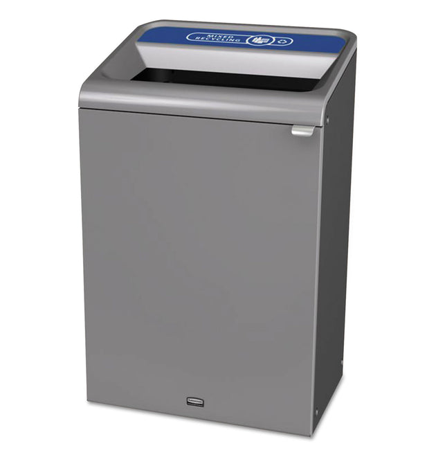 Configure Indoor Recycling Waste Receptacle, Mixed Recycling, 33 gal, Metal, Gray