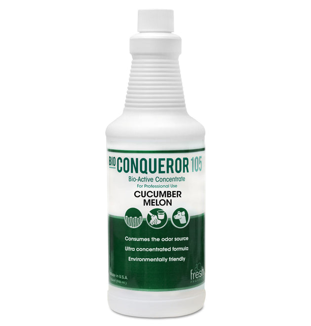 Bio Conqueror 105 Enzymatic Odor Counteractant Concentrate, Cucumber Melon, 1 qt Bottle, 12/Carton