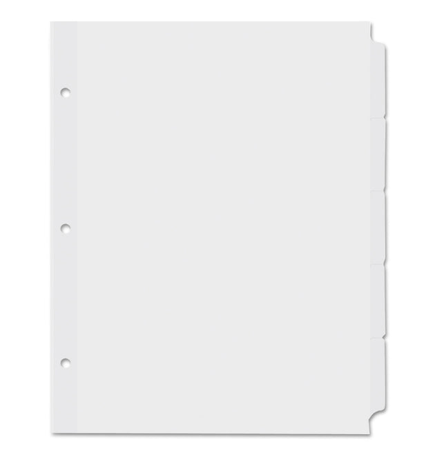 Self-Tab Index Dividers, 5-Tab, 11 x 8.5, White, 36 Sets