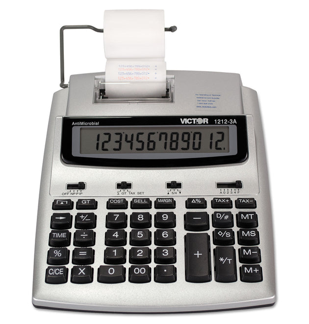 1212-3A Antimicrobial Printing Calculator, Black/Red Print, 2.7 Lines/Sec