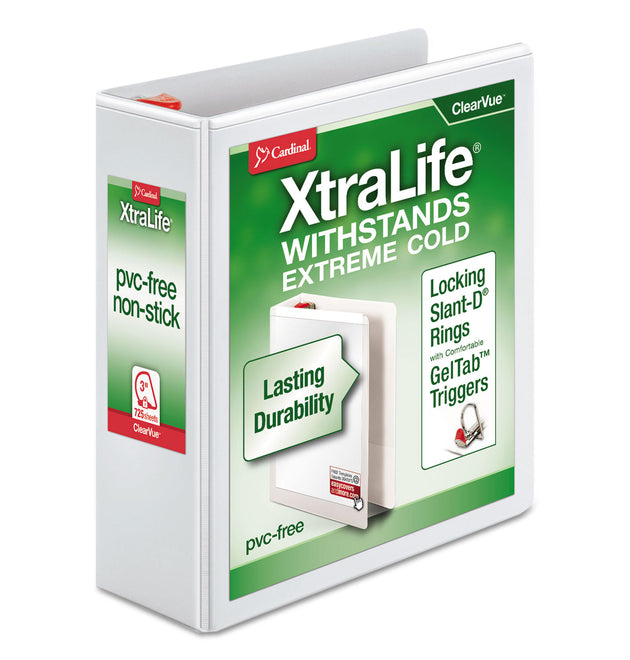 XtraLife ClearVue Non-Stick Locking Slant-D Ring Binder, 3 Rings, 3