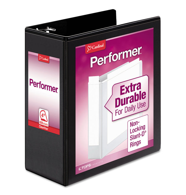 Performer ClearVue Slant-D Ring Binder, 3 Rings, 4