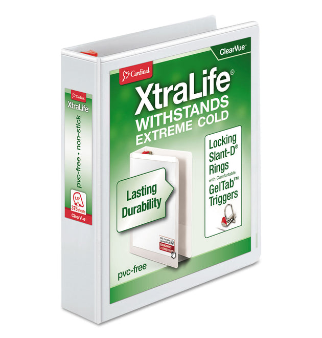 XtraLife ClearVue Non-Stick Locking Slant-D Ring Binder, 3 Rings, 1.5