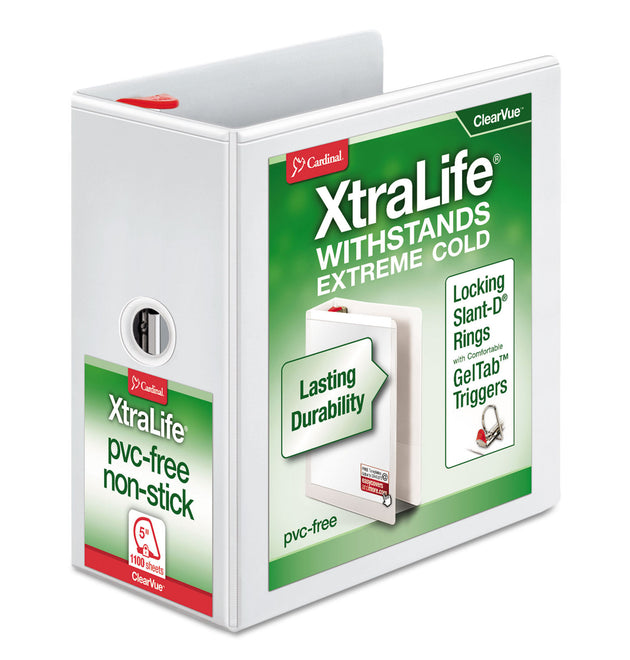 XtraLife ClearVue Non-Stick Locking Slant-D Ring Binder, 3 Rings, 5