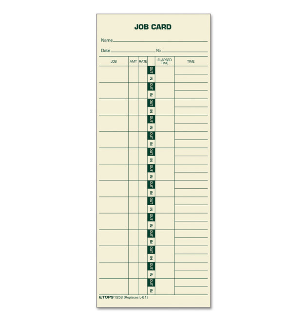 Manilla Job Cards, Replacement for 15-800622/L-61, One Side, 3.5 x 9, 500/Box