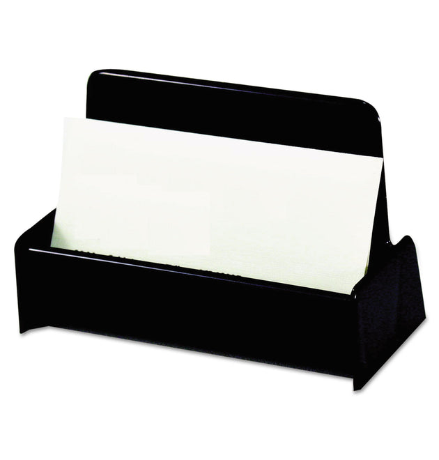 Business Card Holder, Holds 50 2 x 3.5 Cards, 3.75 x 1.81 x 1.38, Plastic, Black